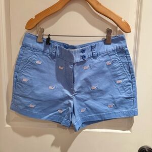 Vineyard Vines Light Blue Embroidered Whale Cotton Shorts